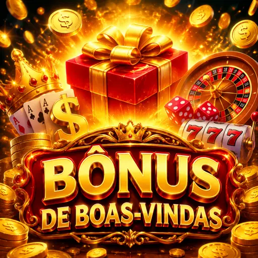 Ilustração de bônus de boas-vindas com moedas douradas e cartela de prêmio